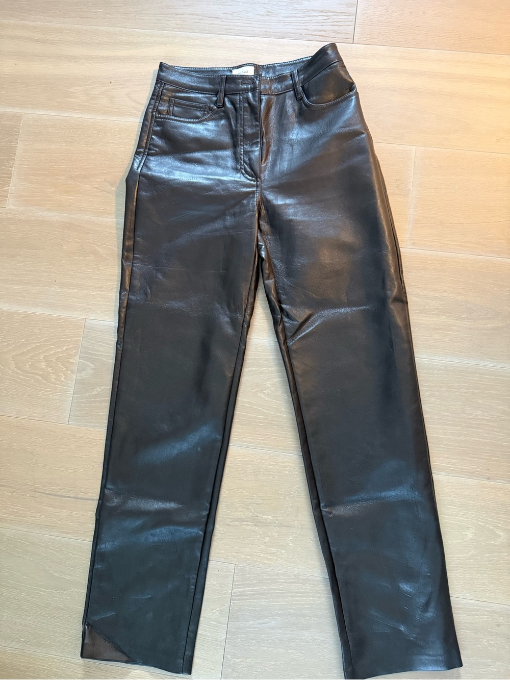 Wilfred Black Faux Leather Straight-Leg Jeans